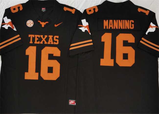 Mens Texas Longhorns #16 Peyton Manning Black F.U.S.E Stitched Jersey->texas longhorns->NCAA Jersey